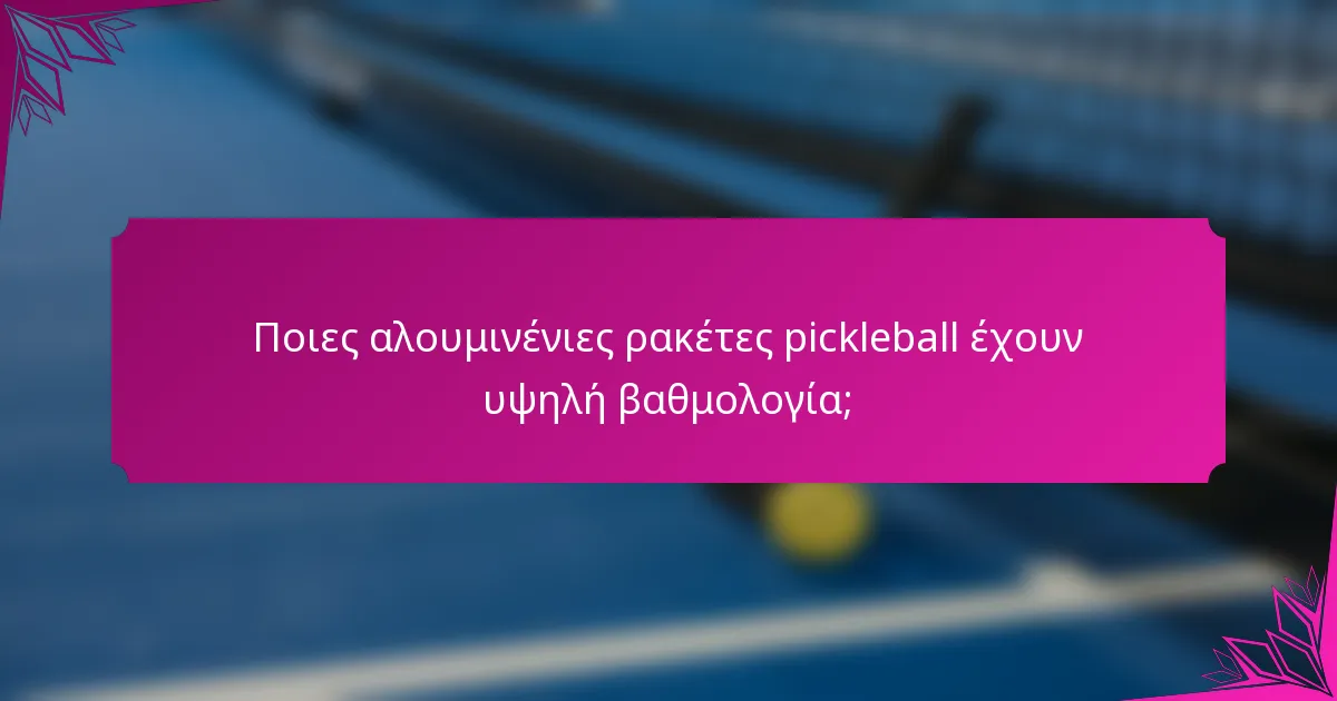 Ποιες αλουμινένιες ρακέτες pickleball έχουν υψηλή βαθμολογία;