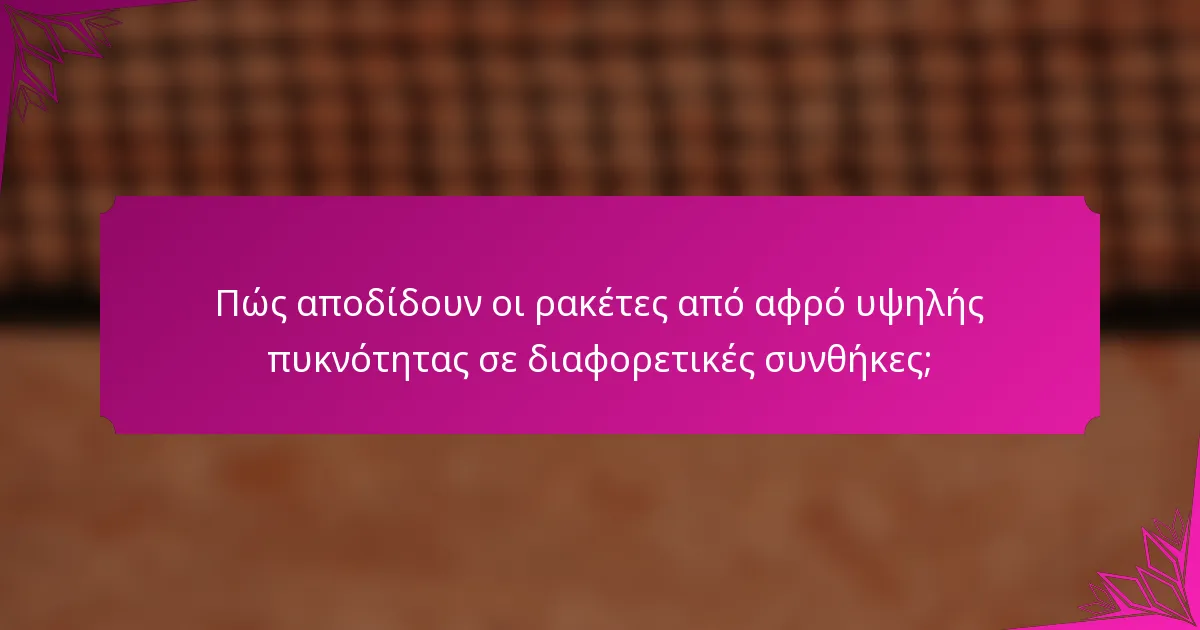 Πώς αποδίδουν οι ρακέτες από αφρό υψηλής πυκνότητας σε διαφορετικές συνθήκες;